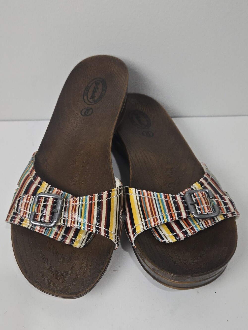 Dr. Scholl's Multicolor Striped Buckle Slide Sandals